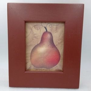 Barbara A. Palmer Limited Edition Folk Art Pear PRINT 187/500 Wood Frame 2002